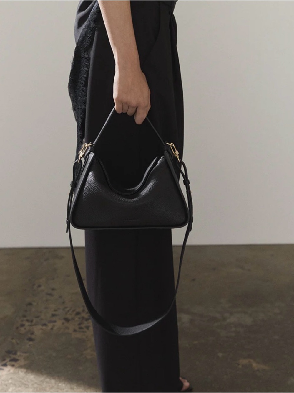 The Horse Clementine Bag in Black Pebbled Leather with Gold - Picture 8 of 8